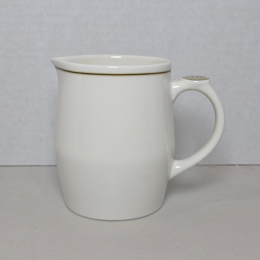 Starbucks‎ Coffee 2008 White Ceramic 16oz Creamer Pitcher Gold Rim Medallion 16